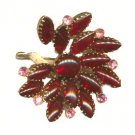 Lovely Red Glass Stone 2 1/4" Brooch