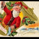 Lovely 1923 Santa Claus w Stocking Postcard