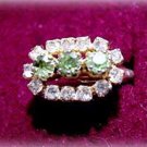 Lovely Vintage Green & White Stone Ladies Ring