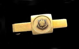Vintage ICMS I.C.M.S. Goldtone Enamel Tie Clasp