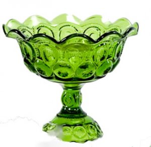 Vintage Green Footed Compote Dish, in a thumbnail design
