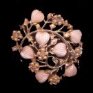 Lovely Pink Tinge Floral 2 1/4" Brooch/Pin