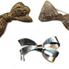 3 Large Ribbon Goldtone & Silvertone Brooches