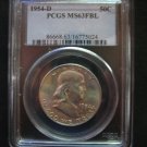 1954-D FRANKLIN HALF DOLLAR PCGS MS63 FBL