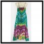Tie dye Green Purple and Yellow CHIC HALTER Long Maxi Hippie Gypsy Boho Summer COCKTAIL Dress S M L
