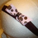 Infant hair bow Pink and Brown Polka Dots