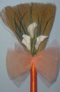 Tangerine /Orange Calla Lily Wedding Jumping Broom
