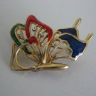Gold Tone Rhinestone Butterfly Pin Brooch