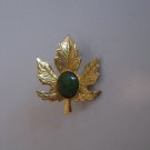 Green Opal Golden Maple Leaf Pin Brooch