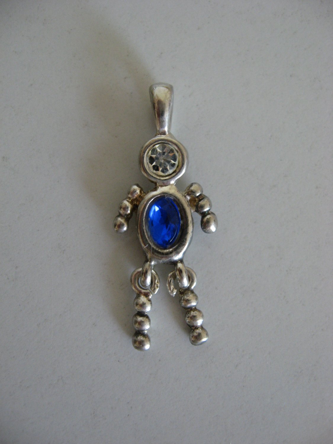 Silver Birthstone Blue Emerald Male