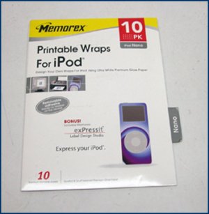 Memorex Printable Wraps iPod NANO 32020429 NEW SEALED