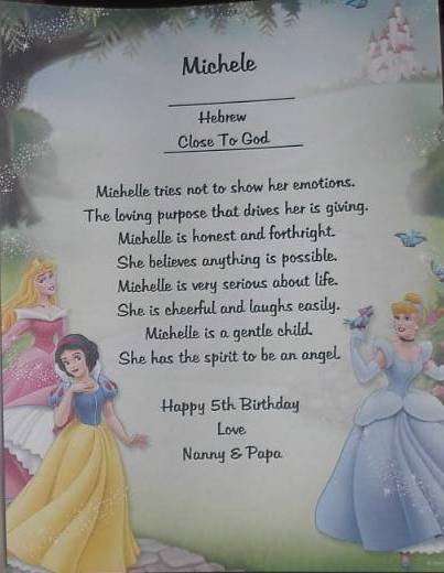 Name Poem Personalized Cinderella Background Paper Free Shipping