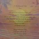 Loving Wife Poem Personalized Tropical background paper Free Shipping