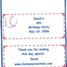 Baseball Personalized Birthday Hershey 1.55 oz Candy Wrapper Free Shipping