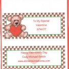 Bear Valentine Personalized Hershey 1.55 oz Candy Wrapper Free Shipping