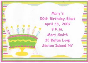 Birthday Cake  Invitation Personalized Free Shipping