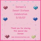 PERSONALIZED SWEET SIXTEEN HERSHEY 1.55 OZ WRAPPER FREE SHIPPING