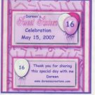 Sweet Sixteen Hershey 1.55 oz Personalized Free Shipping