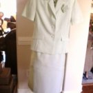 Kasper Women Business Dress Skirt Suit Green Check  12