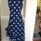 Milano Navy White Polka Dot Sun Summer Dress Size 12