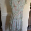 Bob Mackie Green Pink 2 Pc Skirt Outfit Top Set Size 14