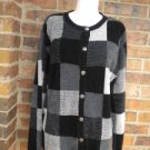 TALBOTS Petite Silk Blend Color Block Cardigan L Size Sweater Women Black/Gray