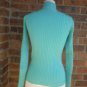 CACHE 76% Silk Ribbed Rhinestone Zip Top Size S NEW Women Stretch Aqua Sweater