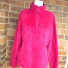 LANDS END Women Zip Fleece Jacket Size M 10 - 12 Burgundy 100% Polyester