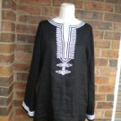 MICHAEL KORS Women 100% Linen Tunic Blouse Shirt M Size Top Black /White