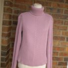 ANN TAYLOR Women Lavender Turtleneck Sweater Size M L 100% Cotton