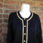 TALBOTS Women Black /Gold Wool Blend Cardigan Size L Sweater