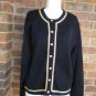 TALBOTS Women Black /Gold Wool Blend Cardigan Size L Sweater