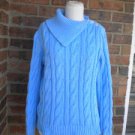 LAUREN RALPH LAUREN Blue Turtleneck Sweater Size L Women Cable Knit Large