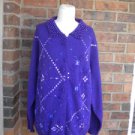 SHANNAN Beaded Angora Lambswool Cardigan Size M L Purple Women Sweater