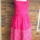 Sangria Pink Lined Summer Embroider Sun Dress 8 NEW