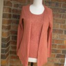 BELFORD Women 100% Silk Cardigan Twin Set Size S Rust Sweater