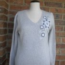 ANN TAYLOR LOFT Gray Embroider Pullover Sweater Women Size S