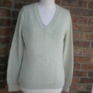 J CREW Women 100% Cotton Green Pullover Sweater Size M V Neck