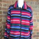 TALBOT Petite Women Southwest Fleece Cardigan Sz S M Sweater Indian Print Jacket