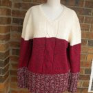 NEW DENIM & CO Women Red Multi Heavy Sweater Size L Pullover Cotton Blend QVC