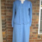 LAURA KNIT COLLECTION 3 Pc Sweater Shell Skirt Set 12 L Size Blue Outfit Women