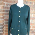 TALBOTS Women Green 100% Merino Wool Cardigan Size M Sweater