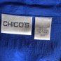 CHICO"S 100% Silk Blouse Size 1 M 8/10 Blue 3/4 Sleeve Top Shirt Women