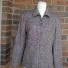 DANA BUCHMAN Italy Tweed Zip Pea Coat Jacket Wool Blend Size 8 Lined