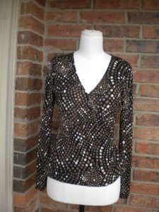 WORTH Women 100% Silk Faux Wrap Top Shirt Size P S