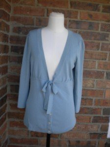 ANN TAYLOR Women Blue Rayon Blend Tie Front Sweater Top Size Medium M