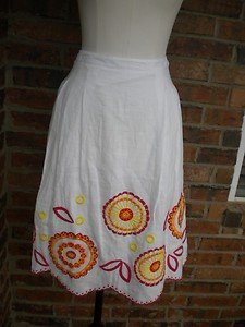 MADISON STUDIO Women While Multi 100% Linen Pleated Skirt Size 8 M $100 NEW