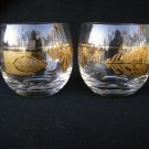 Vintage Set of Two Golden Leaves Glasses
