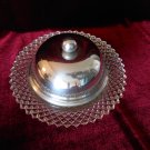Clear Depression Glass Covered Butter or Cheese Tray Diamond Pattern Miss America