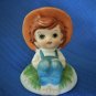Vintage Enesco Small Figurine Country Boy Relaxing Against Basket